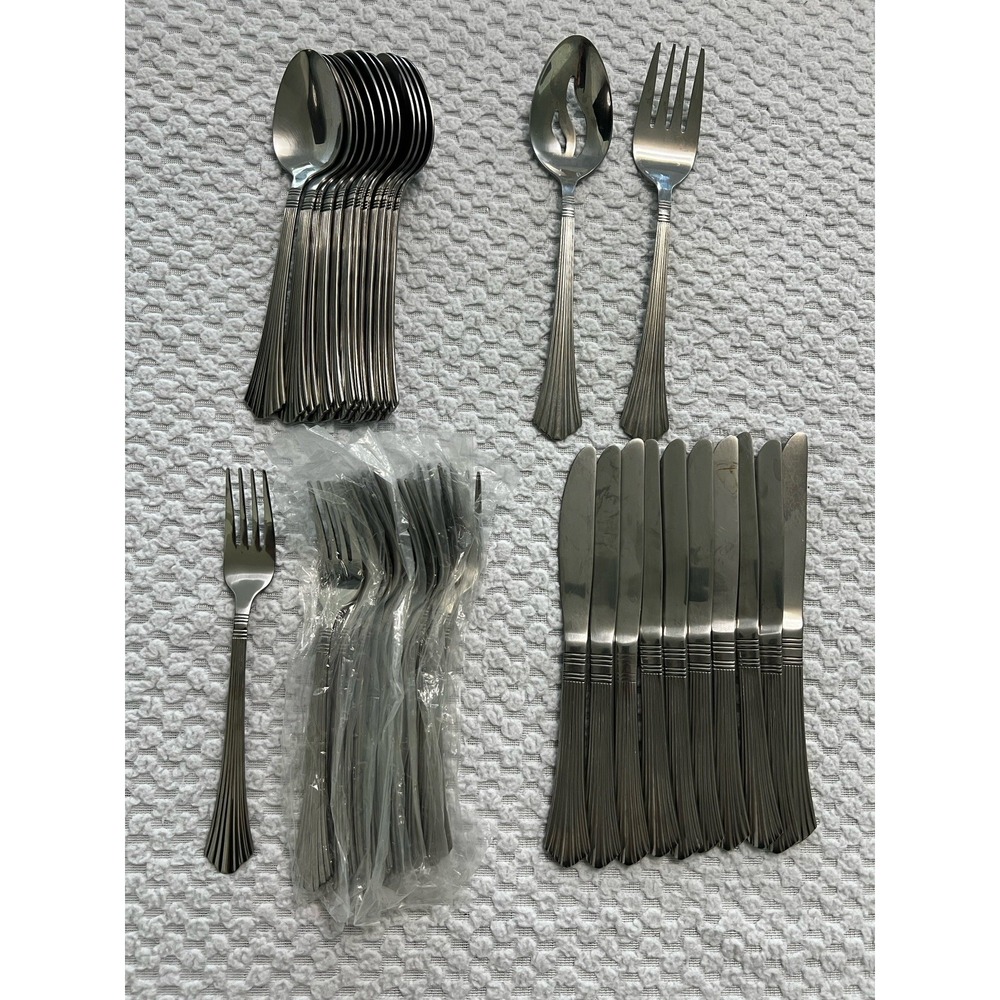 Vtg Stainless‎ Flatware Silverware Fluted Fan Shell Ribbed Scallop Design MCM